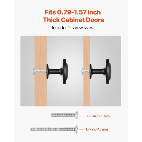 Skåpknoppar, 30-pack, 31 mm svarta zinklegeringshandtag, svampformade köksknoppar, byråhandtag, skåpbeslag med skruvar för badrumsskåp, lådor |  EU
