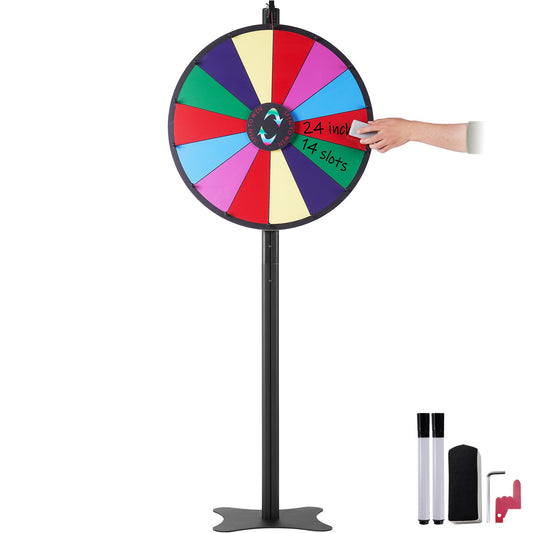 24-tums snurrande prishjul, 14 spelautomater, rouletthjul med torr radering och 2 markörer, bordsskiva eller golvstående Vinn Fortune Spin-spel i Party Pub Trade Show Carnival