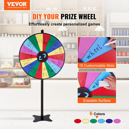 36 tums snurrande prishjul, 18 spelautomater, rouletthjul med torr radering och 2 markörer, bordsskiva eller golvstående Vinn Fortune Spin-spel i Party Pub Trade Show Carnival
