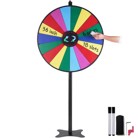 36 tums snurrande prishjul, 18 spelautomater, rouletthjul med torr radering och 2 markörer, bordsskiva eller golvstående Vinn Fortune Spin-spel i Party Pub Trade Show Carnival