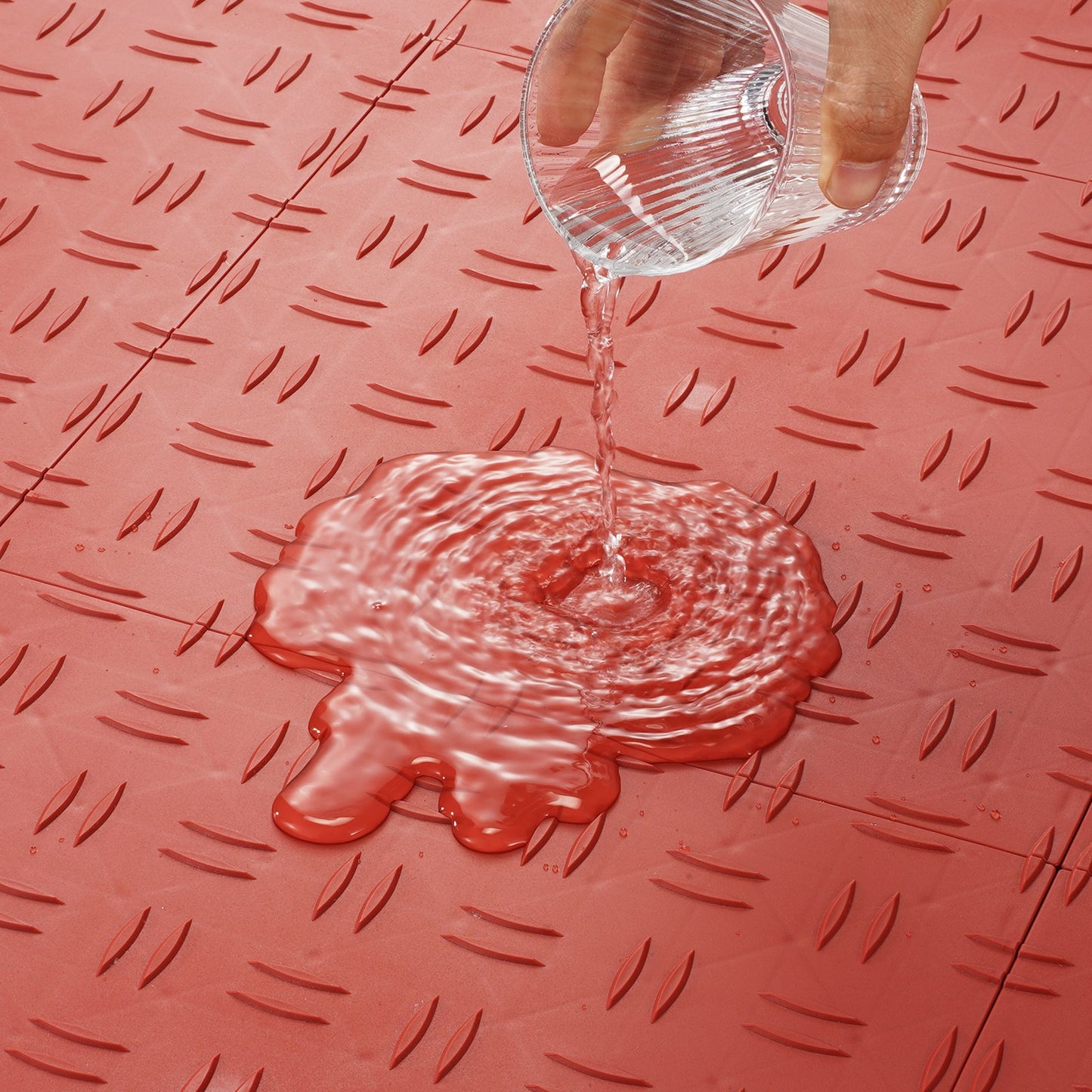 Garage Tiles Interlocking, 12 x 12 x 0.53 Inch 25-Pack Garage Floor Tiles, Non-Slip Double-Sided Texture Garage Floor Tiles, for Garages, Basements, Repair Shops, Red