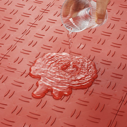 Garage Tiles Interlocking, 12 x 12 x 0.53 Inch 25-Pack Garage Floor Tiles, Non-Slip Double-Sided Texture Garage Floor Tiles, for Garages, Basements, Repair Shops, Red