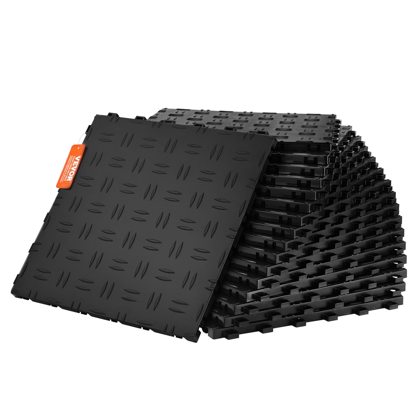 Garageplattor sammankopplade, 12 x 12 x 0,53 tum 50-pack garagegolvplattor, halkfria dubbelsidiga texturer för garagegolv, för garage, källare, reparationsverkstäder, svart