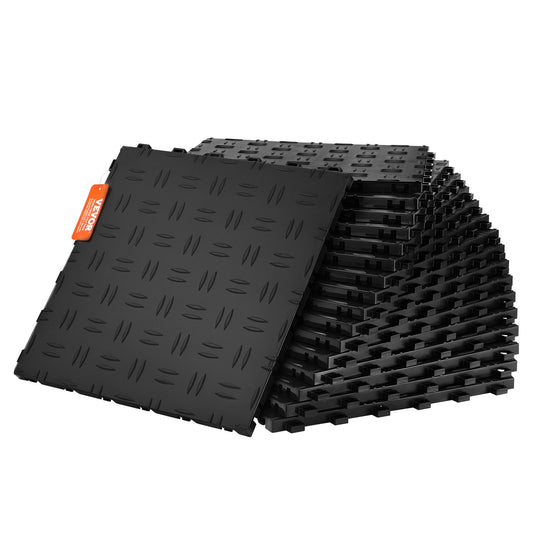 Garageplattor sammankopplade, 12 x 12 x 0,53 tum 50-pack garagegolvplattor, halkfria dubbelsidiga texturer för garagegolv, för garage, källare, reparationsverkstäder, svart