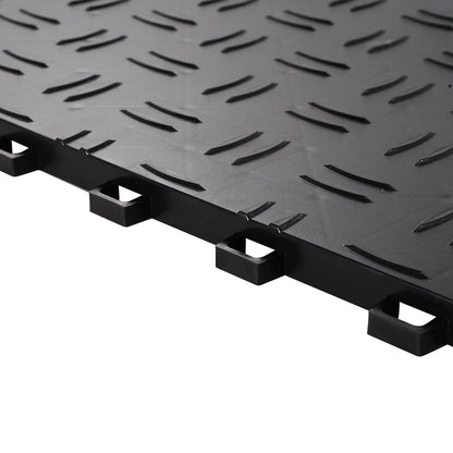 Garageplattor sammankopplade, 12 x 12 x 0,53 tum 50-pack garagegolvplattor, halkfria dubbelsidiga texturer för garagegolv, för garage, källare, reparationsverkstäder, svart