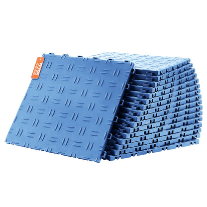 Ineinander greifende Garagenfliesen, 12 x 12 x 0,53 Zoll, 25er-Pack Garagenbodenfliesen, rutschfester, doppelseitiger, strukturierter Garagenbodenbelag, für Garagen, Keller, Reparaturwerkstätten, Blau