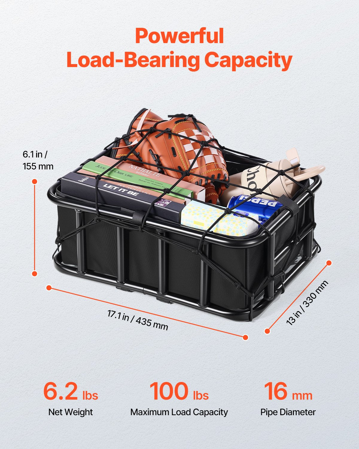 Rear Bicycle Basket Medium Bicycle Basket Cargo Net Rainproof Cover Liner