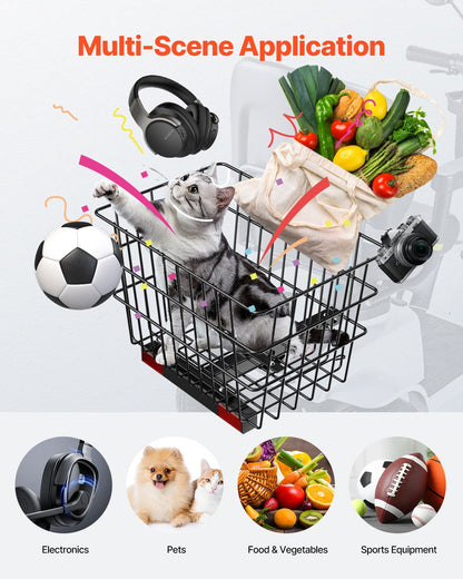 Scooter Rear Basket Heavy Duty Mobility Basket with Handle 1 in Receiver