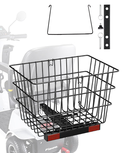 Scooter Rear Basket Heavy Duty Mobility Basket with Handle 1 in Receiver
