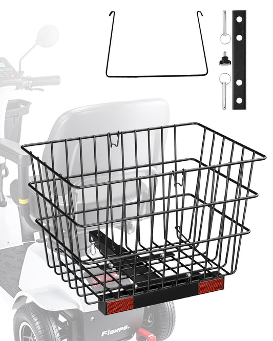 Scooter Rear Basket Heavy Duty Mobility Basket with Handle 1 in Receiver
