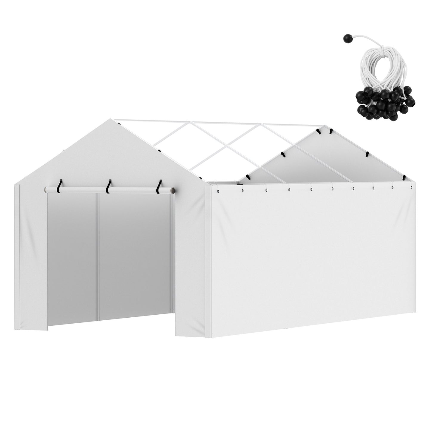Carport Byte av kapell sidovägg 10 x 20 fot, garagetält skydd presenning Kraftig vattentät & UV-skyddad, enkel installation med bollbyxor, vit (topp och ram ingår ej)