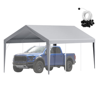 Carport Replacement Canopy Cover 6100 x 3040 mm Garage Top Tent Shelter Tarp Heavy Duty Waterproof &amp; UV Protected, Easy Installation with Ball Pants, Grey (Top Cover Only, Frame Not Included)