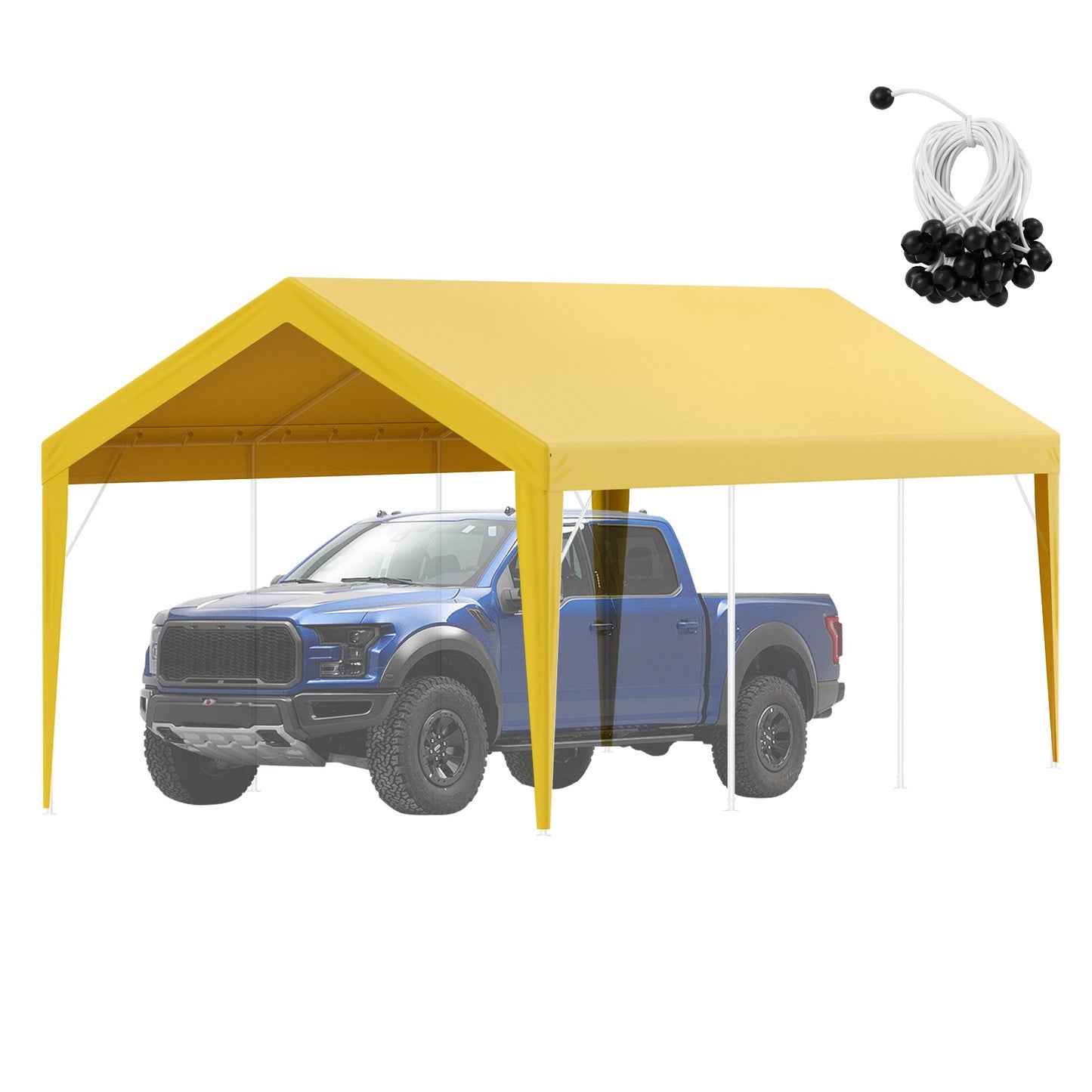 Carport Ersättningskapell överdrag 10 x 20 fot, Garage Top Tält Shelter Tarp Heavy-Duty Vattentät & UV-skyddad, Enkel installation med Ball Bungees, Beige (Endast topplock, ram ingår inte)