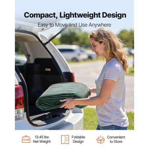 Carport-reservtak, 3 x 6 m dricksskyddad presenning för garage, UV-resistent och vattentät presenning för biltält, kraftigt bilportsskydd med bollvagnar, mörkgrön, ram ingår ej |  EU