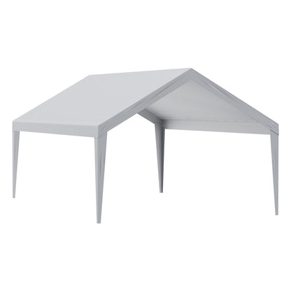 Carport-Ersatzüberdachung, 3,9 x 6,1 m, Garagendachzelt, strapazierfähig, wasserdicht und UV-geschützt, einfache Installation mit Kugelspanngurten, grau (nur obere Abdeckung, Rahmen nicht im Lieferumfang enthalten)