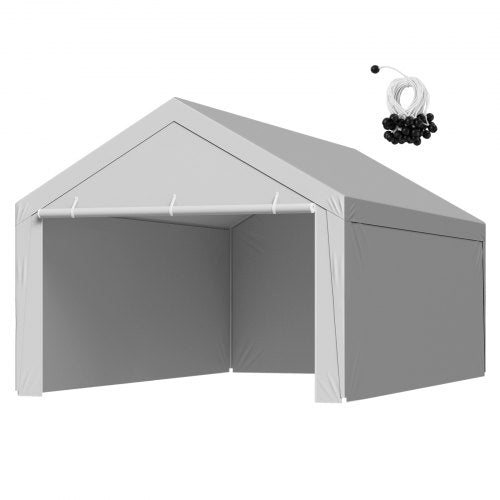 Carport-reservtak, 6 x 4 m dricksskyddad garagepresenning med sidoväggar, UV-resistent och vattentät, kraftig bilskyddspresenning med bollvagnar, grå, ram ingår ej |  EU
