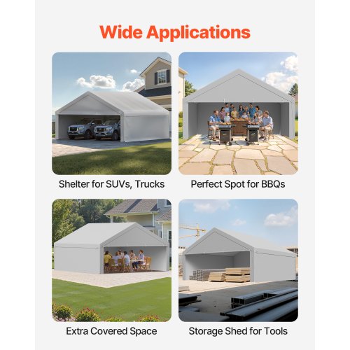 Carport-reservtak, 6 x 6 m dricksskyddad garagepresenning med sidoväggar, UV-resistent och vattentät, kraftig bilskyddspresenning med bollvagnar, grå, ram ingår ej |  EU