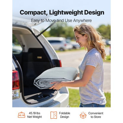 Carport-reservtak, 6 x 6 m dricksskyddad garagepresenning med sidoväggar, UV-resistent och vattentät, kraftig bilskyddspresenning med bollvagnar, grå, ram ingår ej |  EU