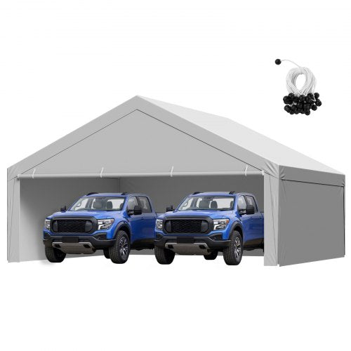 Carport-reservtak, 6 x 6 m dricksskyddad garagepresenning med sidoväggar, UV-resistent och vattentät, kraftig bilskyddspresenning med bollvagnar, grå, ram ingår ej |  EU