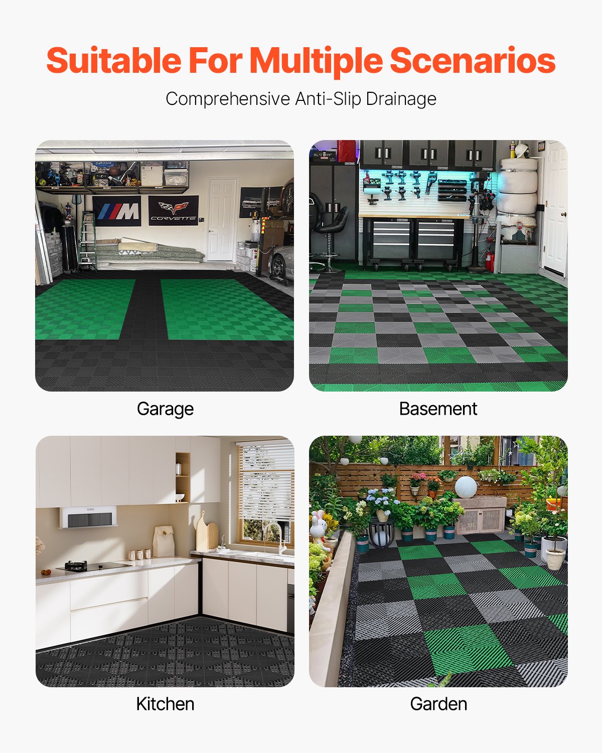 Interlocking Drainage Mat Modular Floor Tiles 12" x 12" Drainage Pad