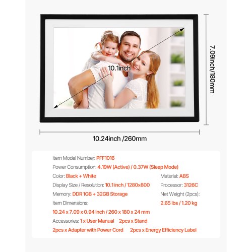260 mm digital fotoram 32 GB pekskärm 2-pack Wi-Fi-fotoramar