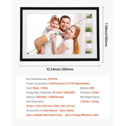260 mm digital fotoram 32 GB pekskärm 2-pack Wi-Fi-fotoramar