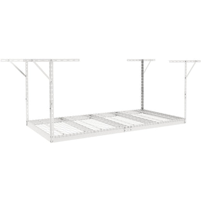Överliggande garageförvaringsställ, 48x96 tums takförvaringsställ för garage, kraftiga justerbara kallvalsade stålställ för garageförvaring, organisation, 600 lbs lastkapacitet, 22''-40", vit