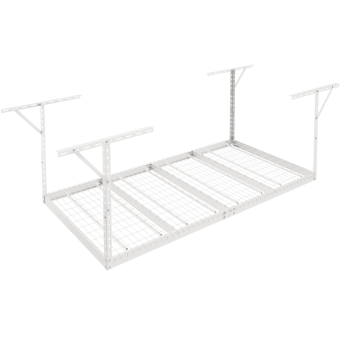 Överliggande garageförvaringsställ, 48x96 tums takförvaringsställ för garage, kraftiga justerbara kallvalsade stålställ för garageförvaring, organisation, 600 lbs lastkapacitet, 22''-40", vit