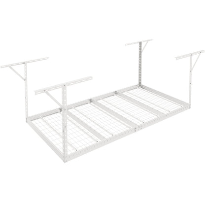 Överliggande garageförvaringsställ, 48x96 tums takförvaringsställ för garage, kraftiga justerbara kallvalsade stålställ för garageförvaring, organisation, 600 lbs lastkapacitet, 22''-40", vit