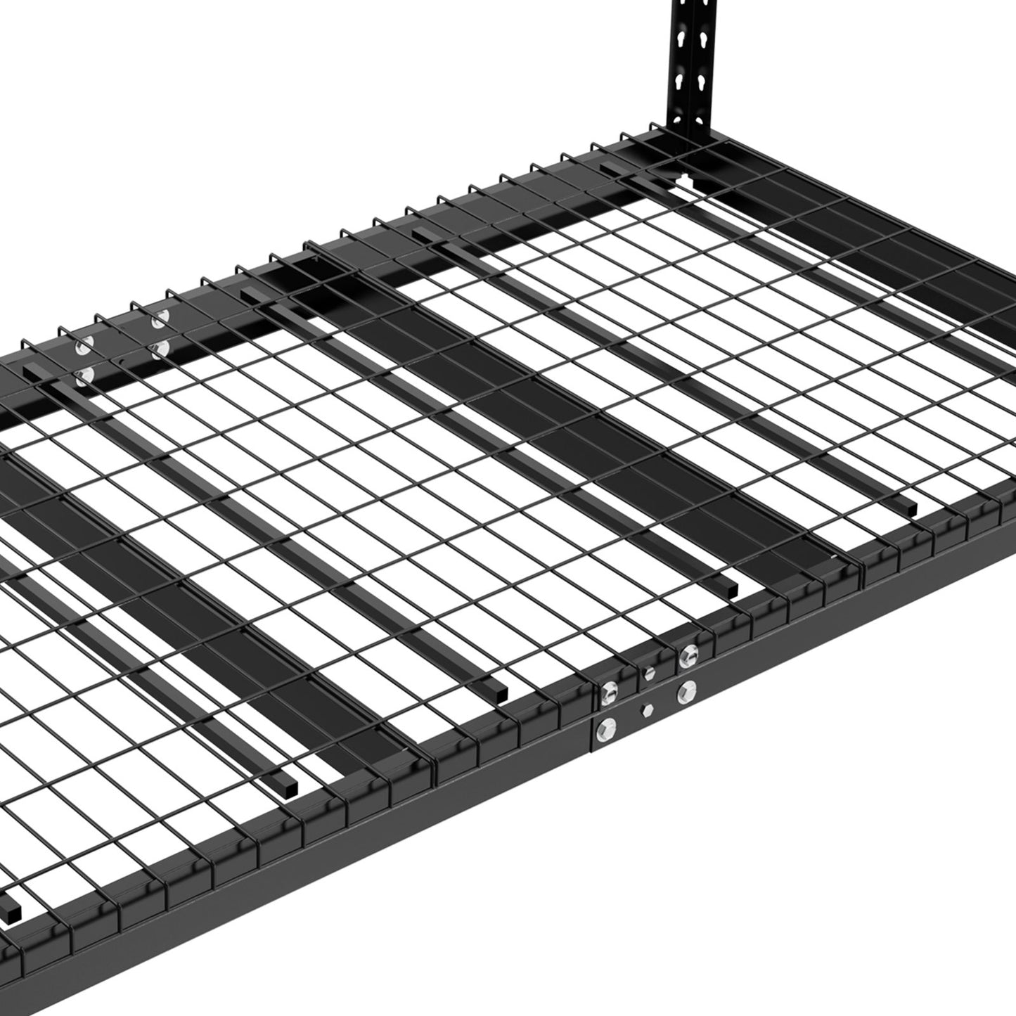 Überkopf-Garagenregal, 91,4 x 243,8 cm Deckenregal für die Garage, robuste, verstellbare Regale aus kaltgewalztem Stahl für die Garagenlagerung, Organisation, Tragkraft 271,4 kg, 56–101,6 cm, Schwarz
