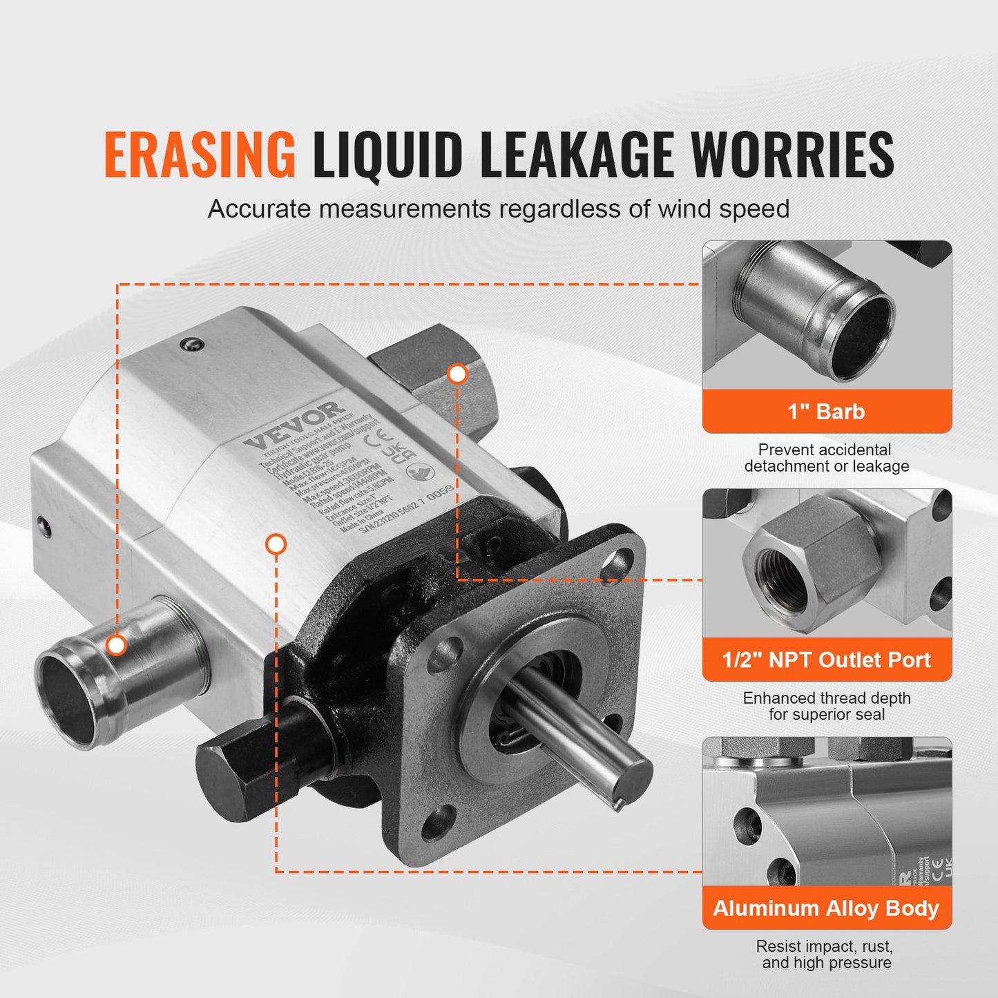 Hydraulisk vedklyvningspump, 16GPM, 2-stegs 4000PSI vedklyvpump, 1'' Inlopp 1/2'' NPT-utlopp 3600 rpm Hydraulisk växelpump i aluminium, för små motormontering vedklyvare Snöplog