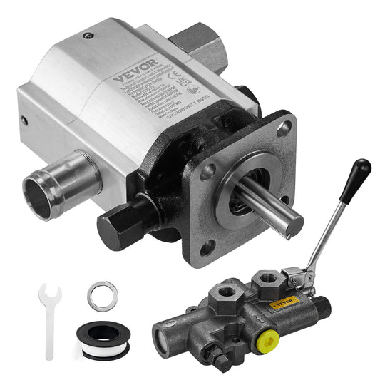 Hydraulisk vedklyvpumpsats, 16 GPM, 2-stegs 4000 PSI aluminiumhydraulisk kugghjulspump, med ventil 1'' inlopp 1/2'' NPT-utlopp 3600 rpm, för små motormonterade stockklyvar