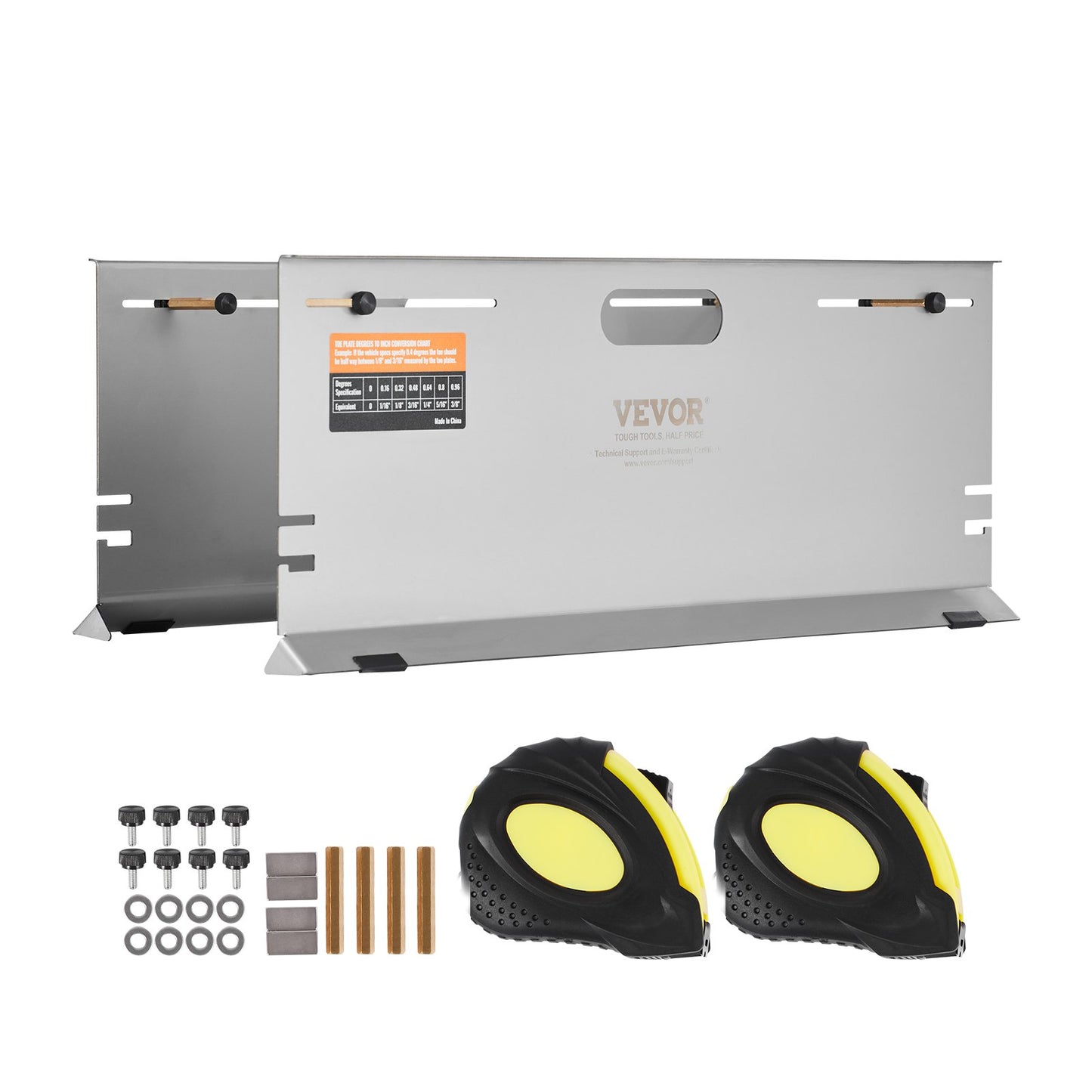 Achsmesswerkzeug, 2er-Pack Spurplatten für Achsmesswerkzeug, Spurwinkelmesswerkzeugplatte aus Edelstahl, 4 Achsmessstangen und Magnetschlitze, inkl. Maßband und Umrechnungstabelle