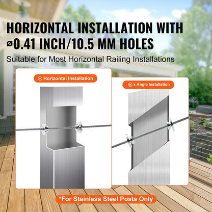 51Pack Cable Railing Kit 3.2mm Wheel Protector Sleeves, Bundle with Black Invisible 3.2mm Tensioner and Terminal, Cable Railing Post Protector for 0.41 Inch Horizontal Hole Post