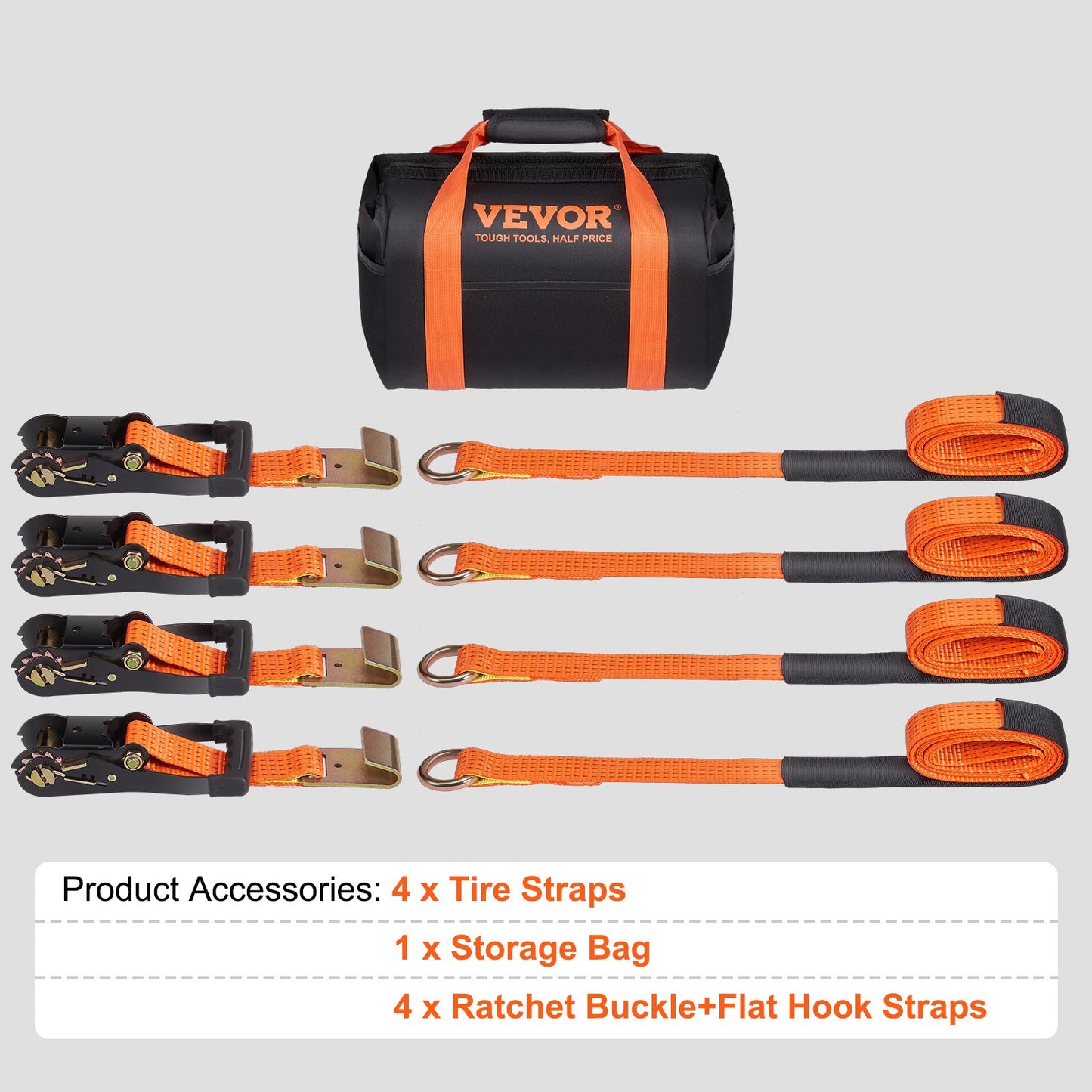 Car Tie Down Straps Kit, Lasso Style 2" x 120" däckremmar, 5512 LBS arbetsbelastning, 11023 LBS Brottstyrka, med platta krokar för personbil, ATV, motorcykel, skåpbil, SUV, UTV, släp, 4-pack
