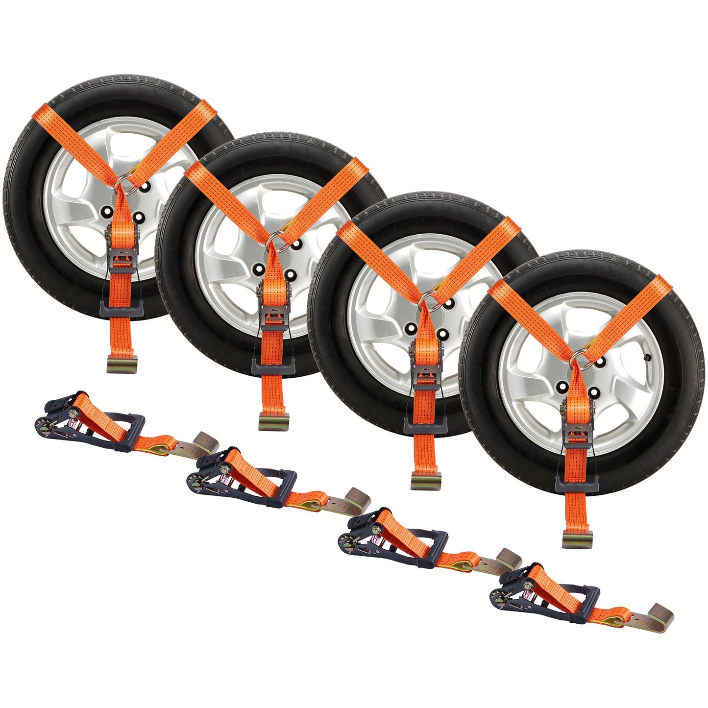 Car Tie Down Straps Kit, Lasso Style 2" x 120" däckremmar, 5512 LBS arbetsbelastning, 11023 LBS Brottstyrka, med platta krokar för personbil, ATV, motorcykel, skåpbil, SUV, UTV, släp, 4-pack