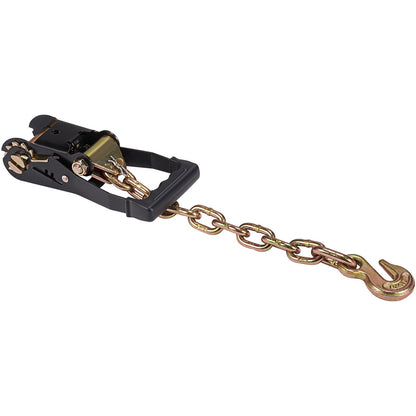 Auto-Spanngurt mit Kettenankern, Lasso-Stil, 2 x 120 Zoll Reifengurt, 5865 Pfund Arbeitslast, 11023 Pfund Bruchfestigkeit, mit Hochleistungsverschlüssen für Auto, ATV, SUV, UTV, LKW, 4er-Pack
