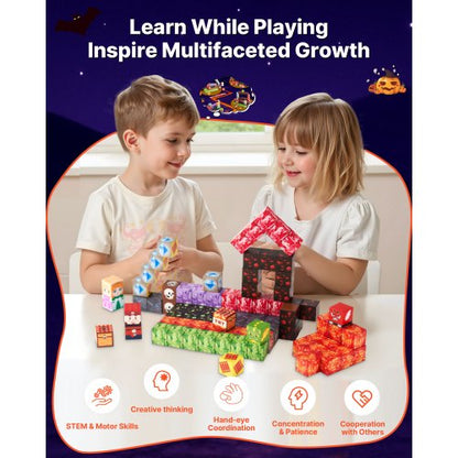 Magnetiska Block 100 ST Mörka Slott Set STEM Montessori Sensoriska Leksaker