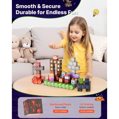 Magnetiska Block 100 ST Mörka Slott Set STEM Montessori Sensoriska Leksaker