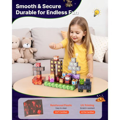 Magnetiska Block 100 ST Mörka Slott Set STEM Montessori Sensoriska Leksaker