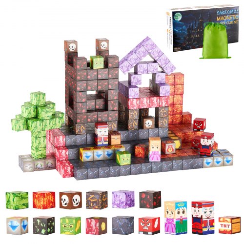 Magnetiska Block 100 ST Mörka Slott Set STEM Montessori Sensoriska Leksaker