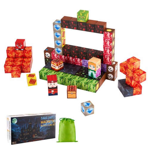 Magnetiska Block 100 ST Mörka Slott Set STEM Montessori Sensoriska Leksaker