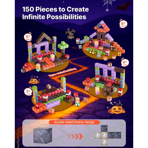 Magnetiska Block 150 ST Mörka Slott Set STEM Montessori Sensoriska Leksaker