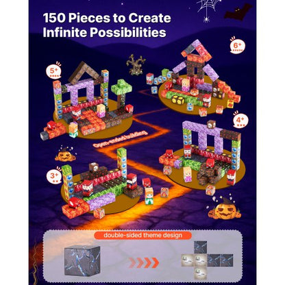 Magnetiska Block 150 ST Mörka Slott Set STEM Montessori Sensoriska Leksaker