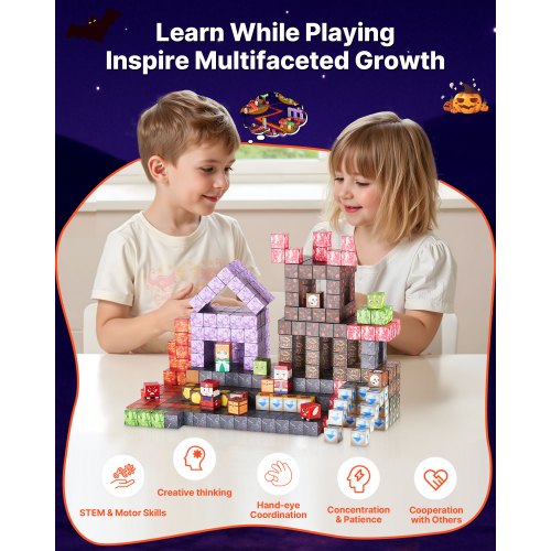 Magnetiska Block 150 ST Mörka Slott Set STEM Montessori Sensoriska Leksaker