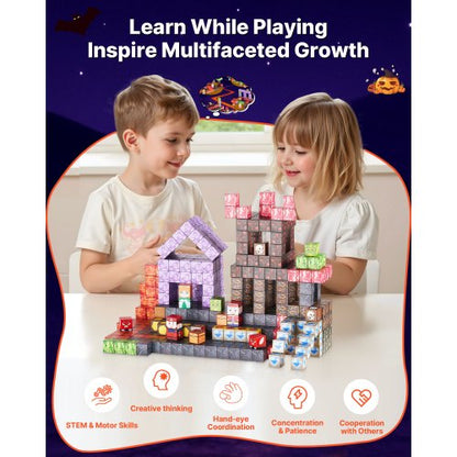 Magnetiska Block 150 ST Mörka Slott Set STEM Montessori Sensoriska Leksaker