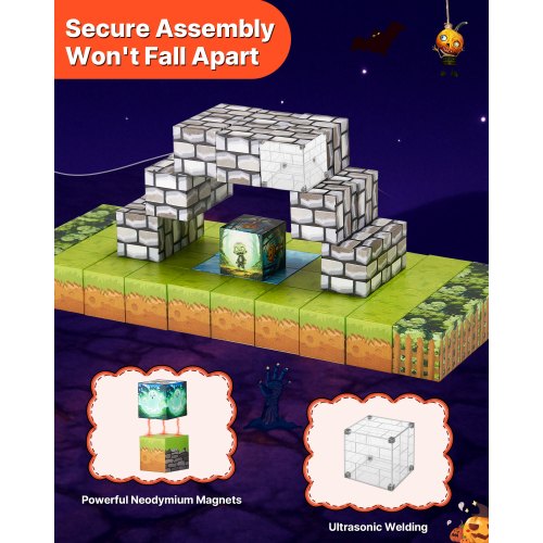 Magnetiska Block 100 ST Kyrkogårdszombier Set STEM Montessori Sensoriska Leksaker