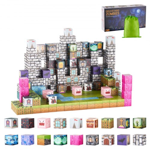 Magnetiska Block 100 ST Kyrkogårdszombier Set STEM Montessori Sensoriska Leksaker