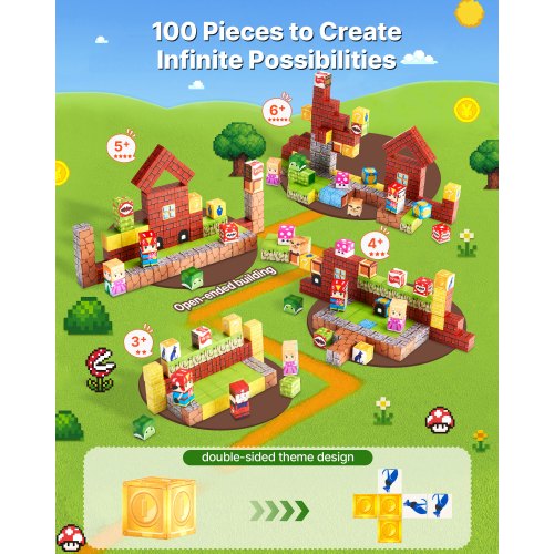 Magnetiska Block 100 ST Magnetblock Set STEM Montessori Sensoriska Leksaker