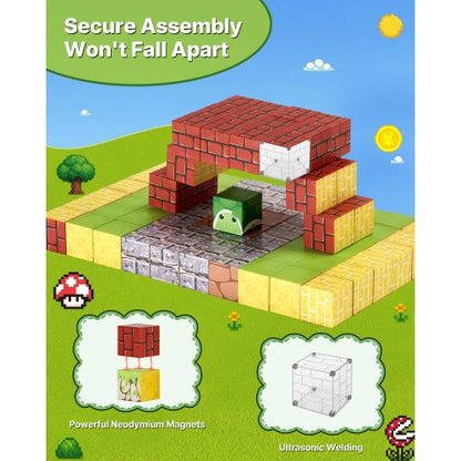 Magnetiska Block 100 ST Magnetblock Set STEM Montessori Sensoriska Leksaker
